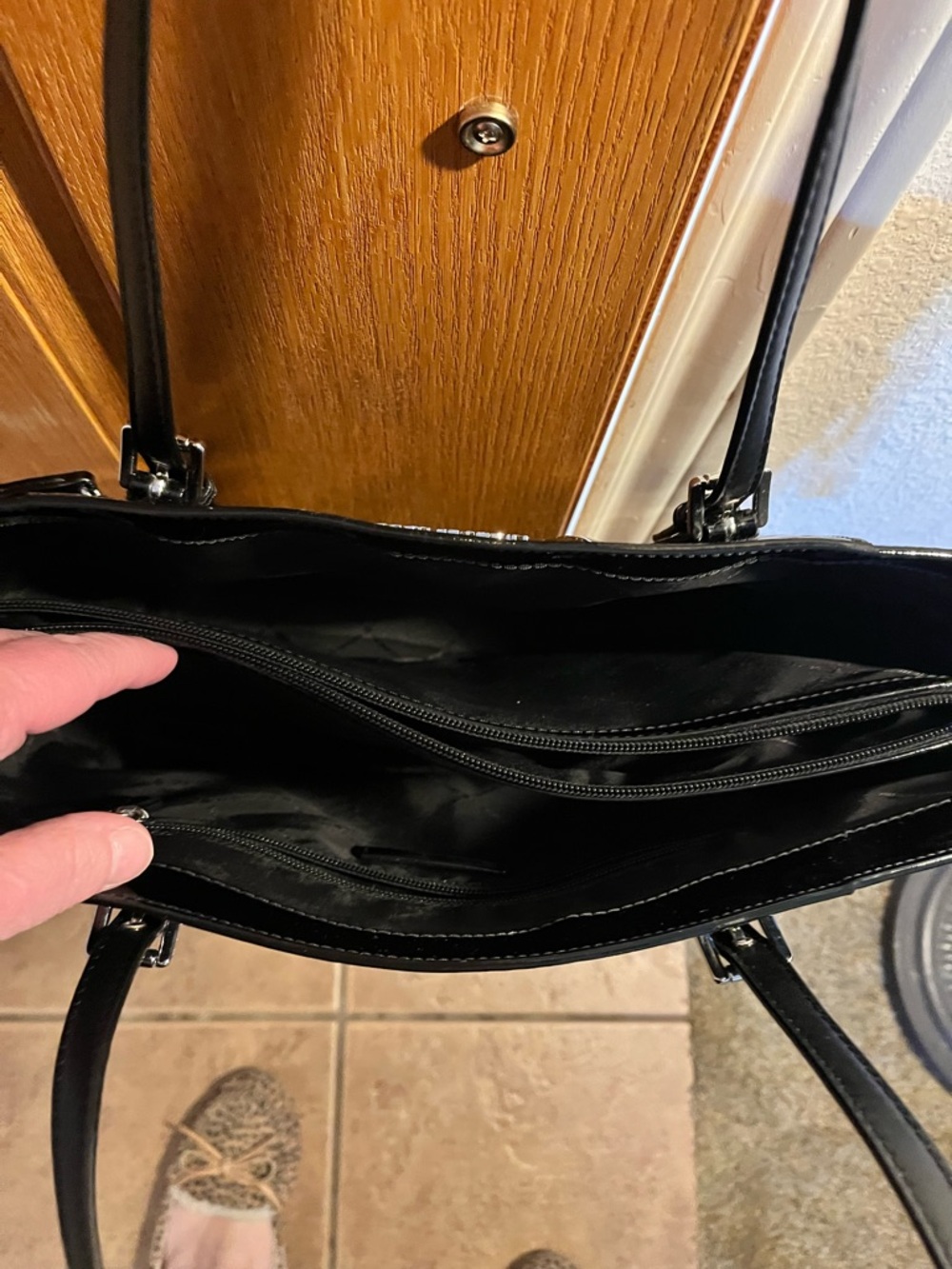 Michael Kors Black Patent Leather Tote Bag used once only. Brand new!